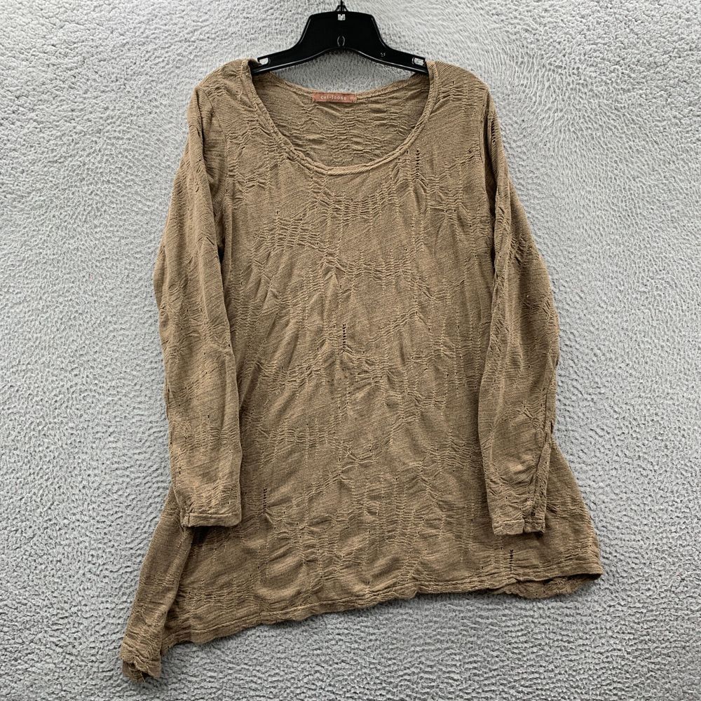 CUT LOOSE Blouse Womens Small Top Long Sleeve Brown